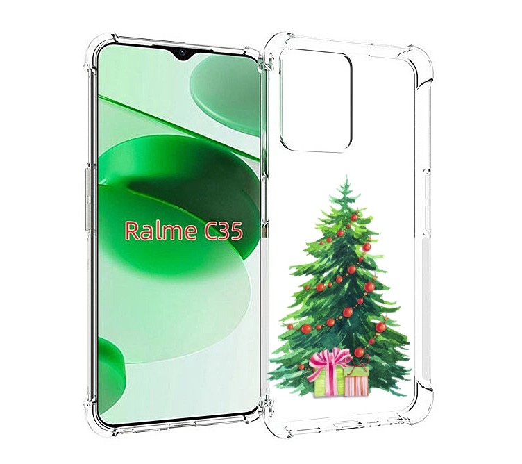 

Чехол MyPads Елка новогодняя с подарками акварель для Realme C35 / Narzo 50A Prime, Прозрачный, Tocco