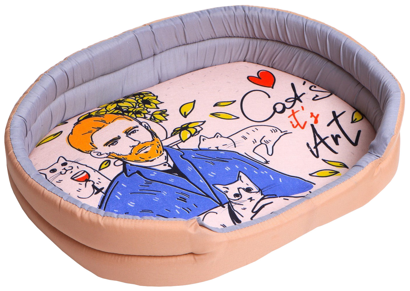 

Лежанка Пушистое счастье Cats art овальная, 43х32х9,5 см