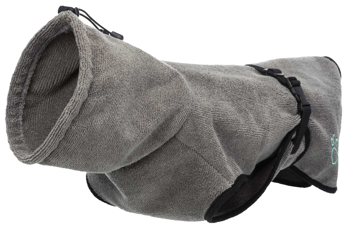 фото Халат для собак trixie махровый, унисекс, серый, l, длина спины 60 см