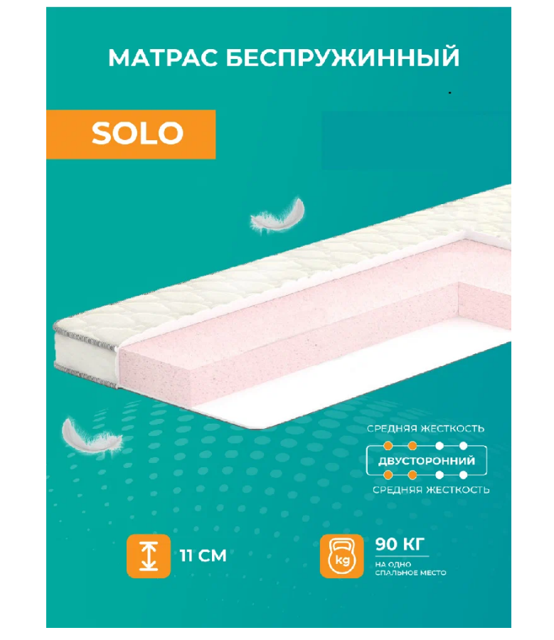 

Матрас анатомический Аккорд Solo, 120х195 пружинный, белый, Solo