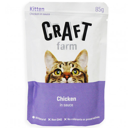 Влажный корм для котят CRAFT FARM Kitten, курица, 85г