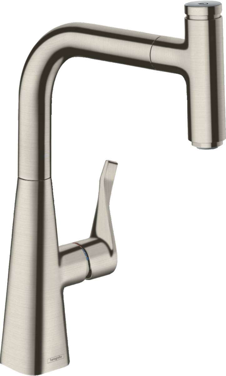 фото Смеситель для кухни hansgrohe metris select 14857800, под сталь