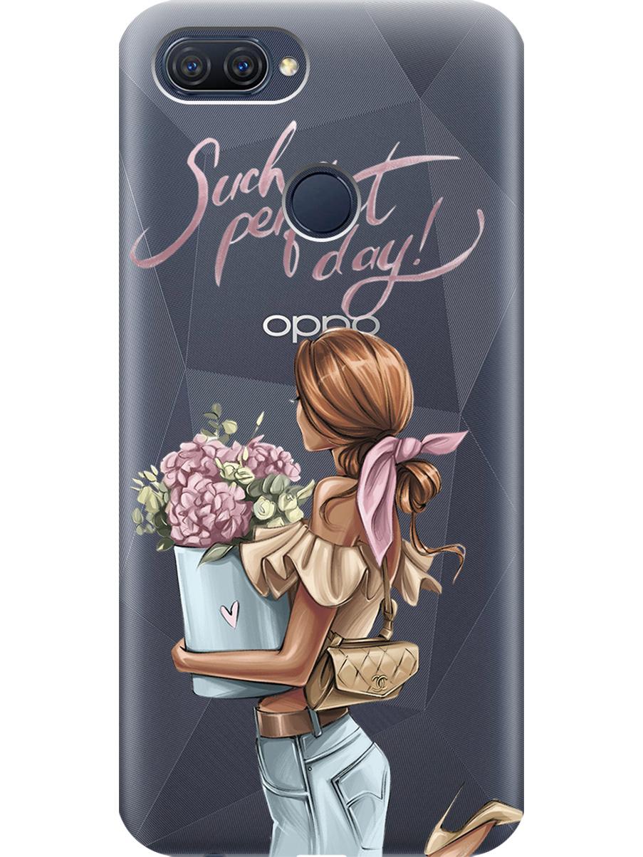 

Силиконовый чехол на Oppo A12/A7/A5s с принтом "Какой прекрасный день" прозрачный, Прозрачный;голубой;розовый, 725455175