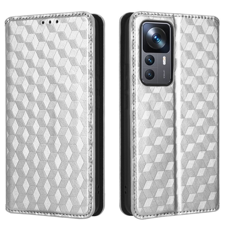 Чехол-книжка MyPads Elegante pattern Rombo для Xiaomi 12T Pro из натуральной кожи с 3d