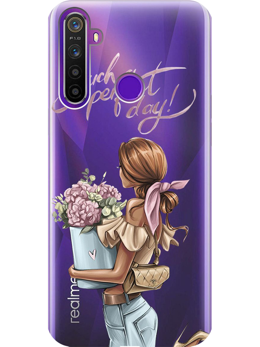 

Силиконовый чехол на Realme 5/6i/C3 с принтом "Какой прекрасный день" прозрачный, Прозрачный;голубой;розовый, 726149675