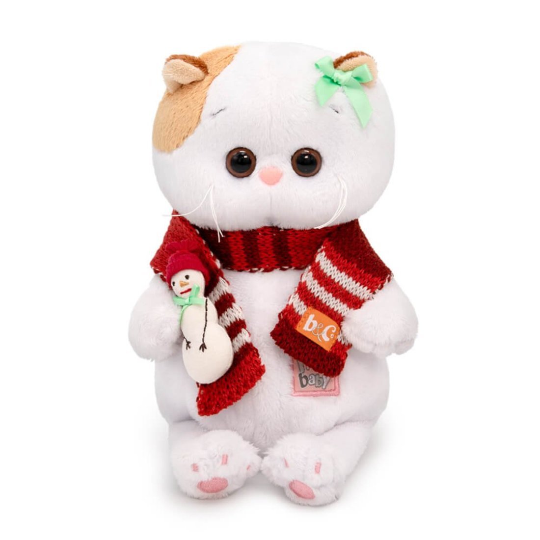 фото Мягкая игрушка budi basa кошечка ли-ли baby в шарфике со снеговичком, 20 см, lb-088