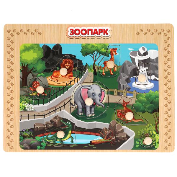 фото Игрушка деревянная рамка-вкладыш зоопарк буратино