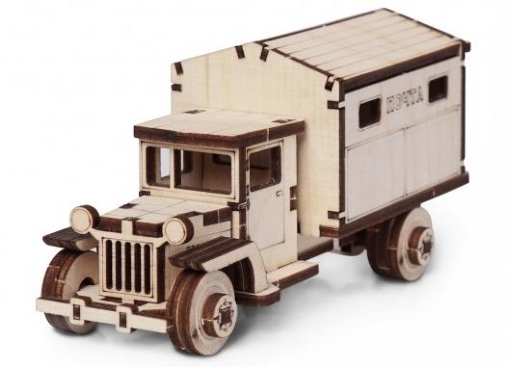 фото Конструктор деревянный 3d lemmo грузовичок почта подвижный