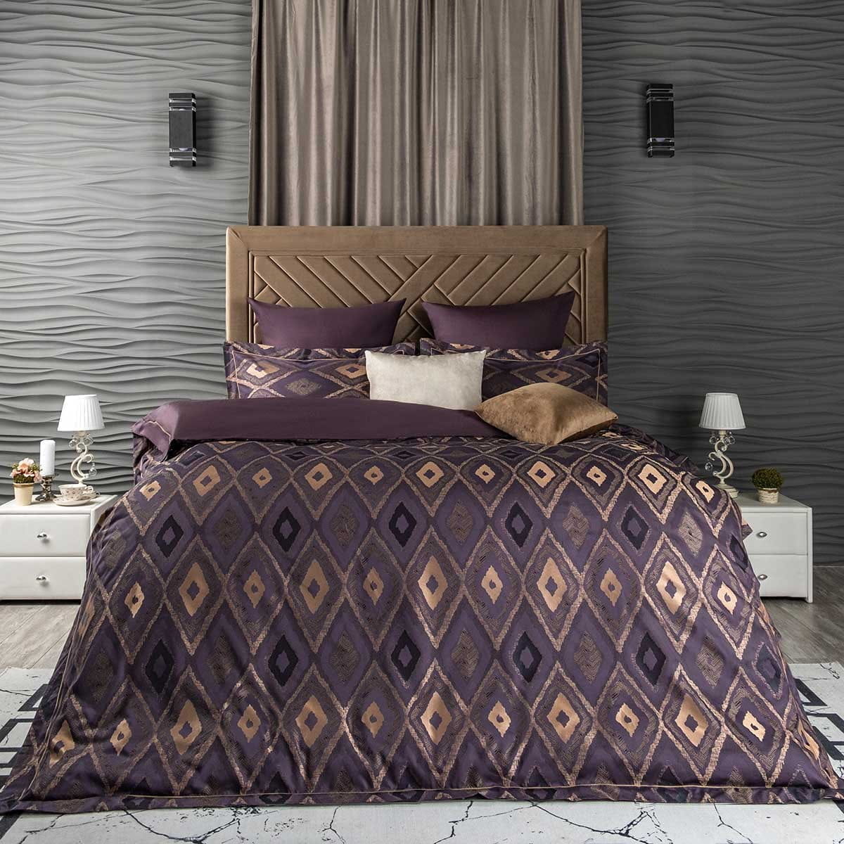 

Постельное Белье Arya Majestik Бамбук 2 Сп. 200X220 Barton Фиолетовый