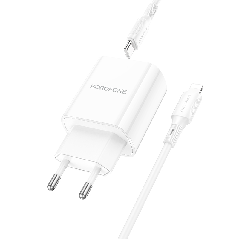 

Сетевое зарядное устройство Borofone BA78Aia lightning - usb type-c 2xUSB 3 А белый, BA78Aia