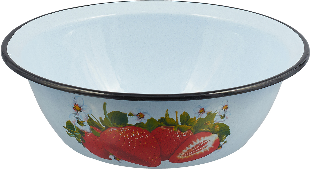 Миска 3,5 л Лысьвенская эмаль С-0313/4 Сочная клубника белая