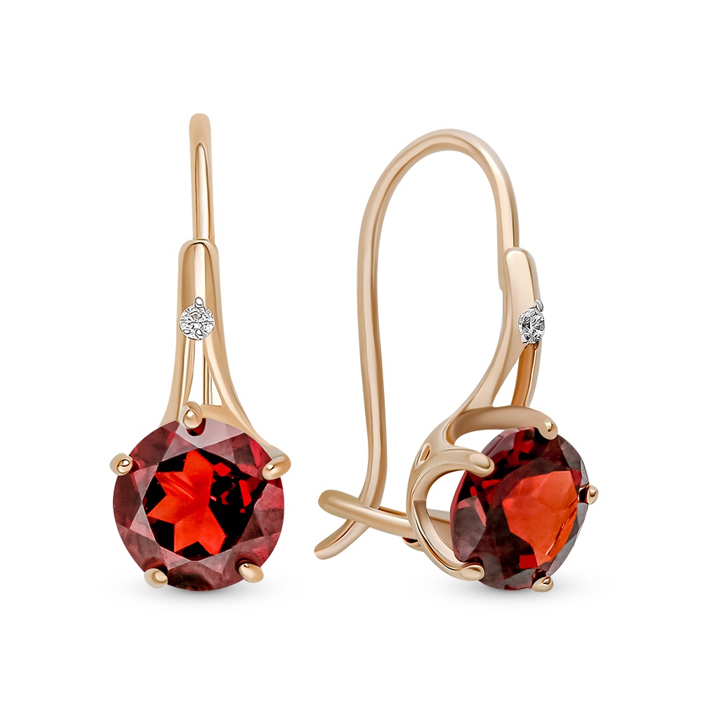 

Серьги из красного золота 585Gold 202009537, гранат/фианит, 202009537