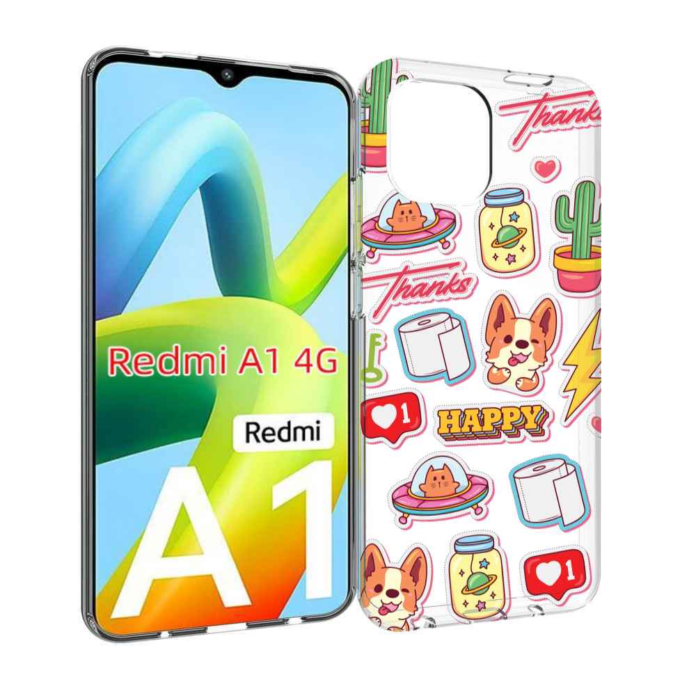 

Чехол MyPads милые-стикеры-корги для Xiaomi Redmi A1, Прозрачный, Tocco