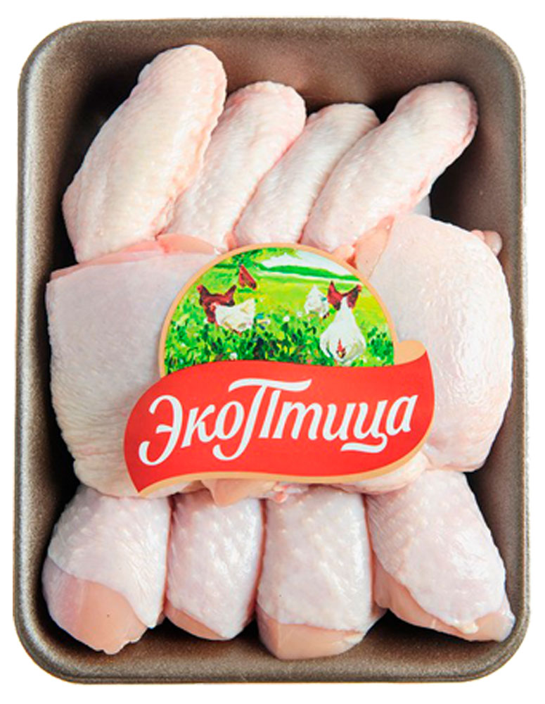 Ассорти из мяса цыпленка бройлера ЭкоПтица бедро-голень-крыло с кожей охлажденное