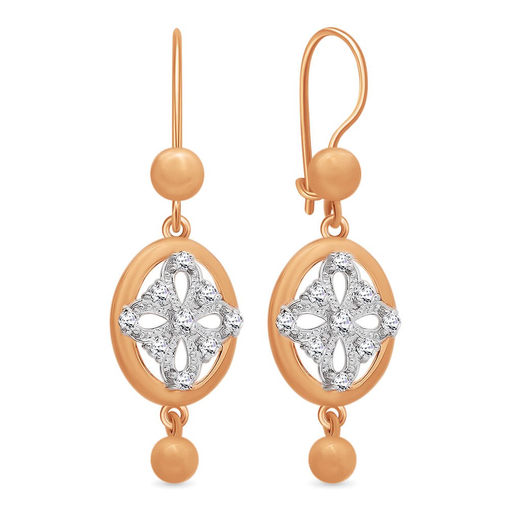 

Серьги подвески из красного золота 585Gold 302005009, фианит, 302005009
