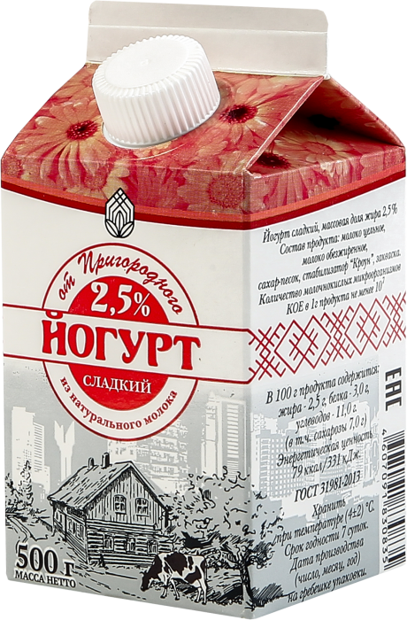 

Питьевой йогурт Пригородный сладкий 2,5% БЗМЖ 500 г