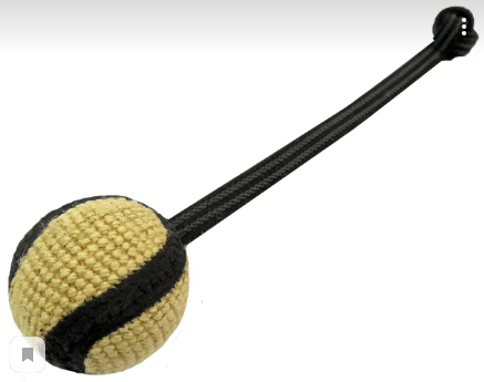 фото Развивающая игрушка для собак ankur buffalo, мяч с петлей, бежевый, черный, 6 см