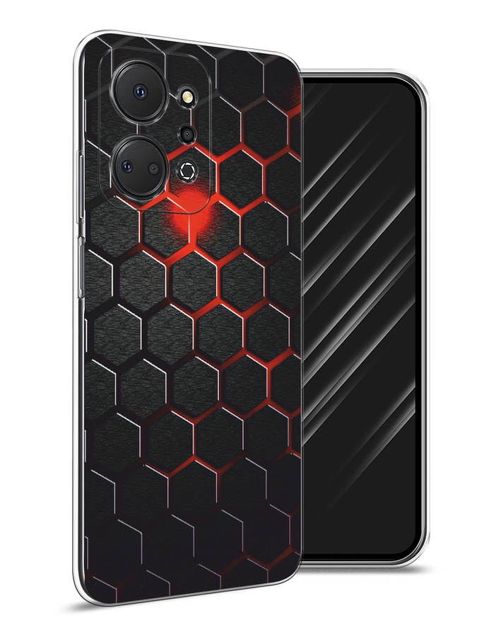 

Чехол Awog на Honor X7A "Фон соты красные", Красный;черный, 6120650-1