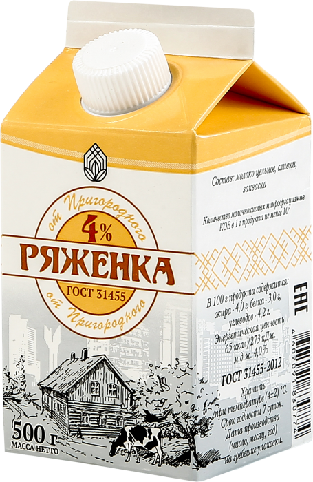 

Ряженка Пригородный 4% БЗМЖ 500 мл