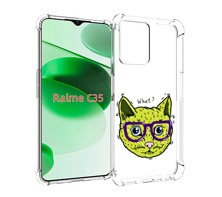 

Чехол MyPads Зеленый кот для Realme C35 / Narzo 50A Prime, Прозрачный, Tocco