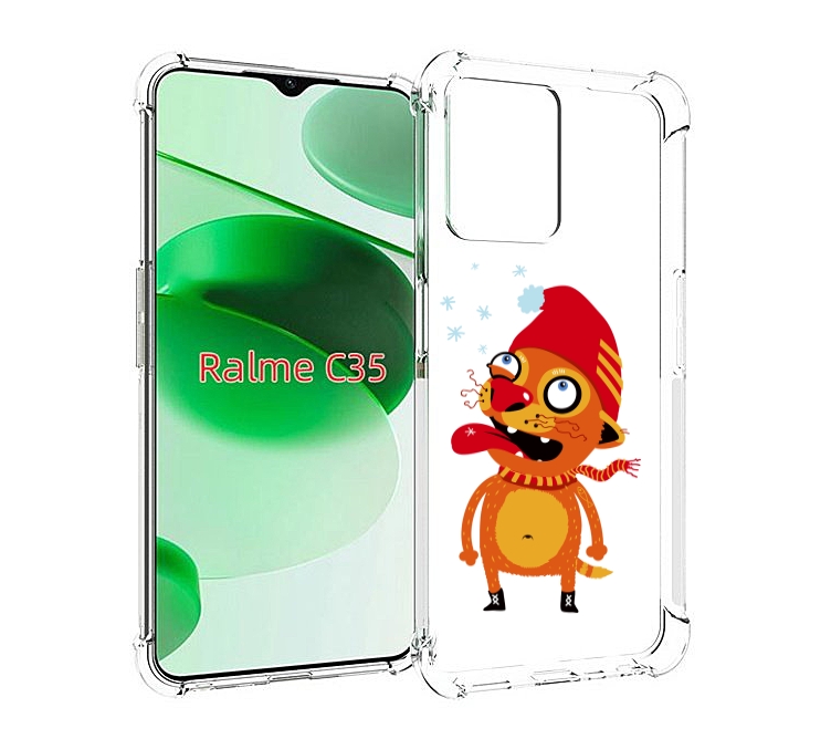 Чехол MyPads Зимний кот для Realme C35 / Narzo 50A Prime