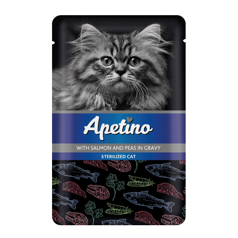 

Влажный корм для кошек APETINO Sterilized, лосось, 85г, Sterilized