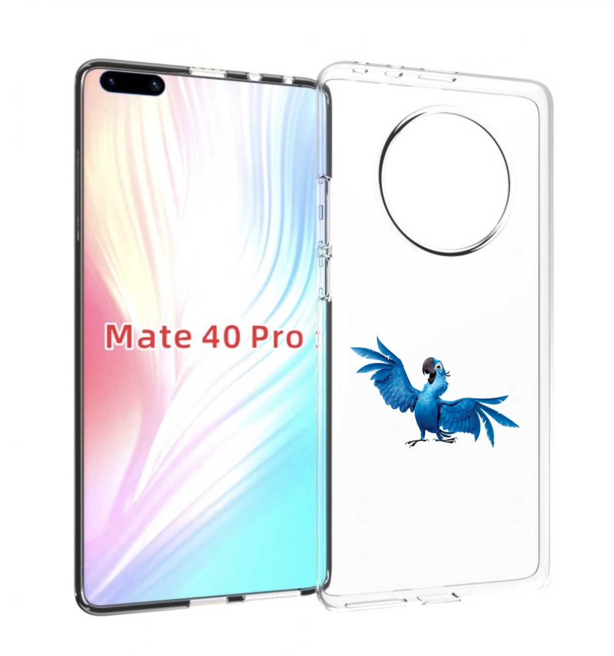 

Чехол MyPads голубой-попугайчик для Huawei Mate 40 Pro (NOH-NX9), Прозрачный, Tocco