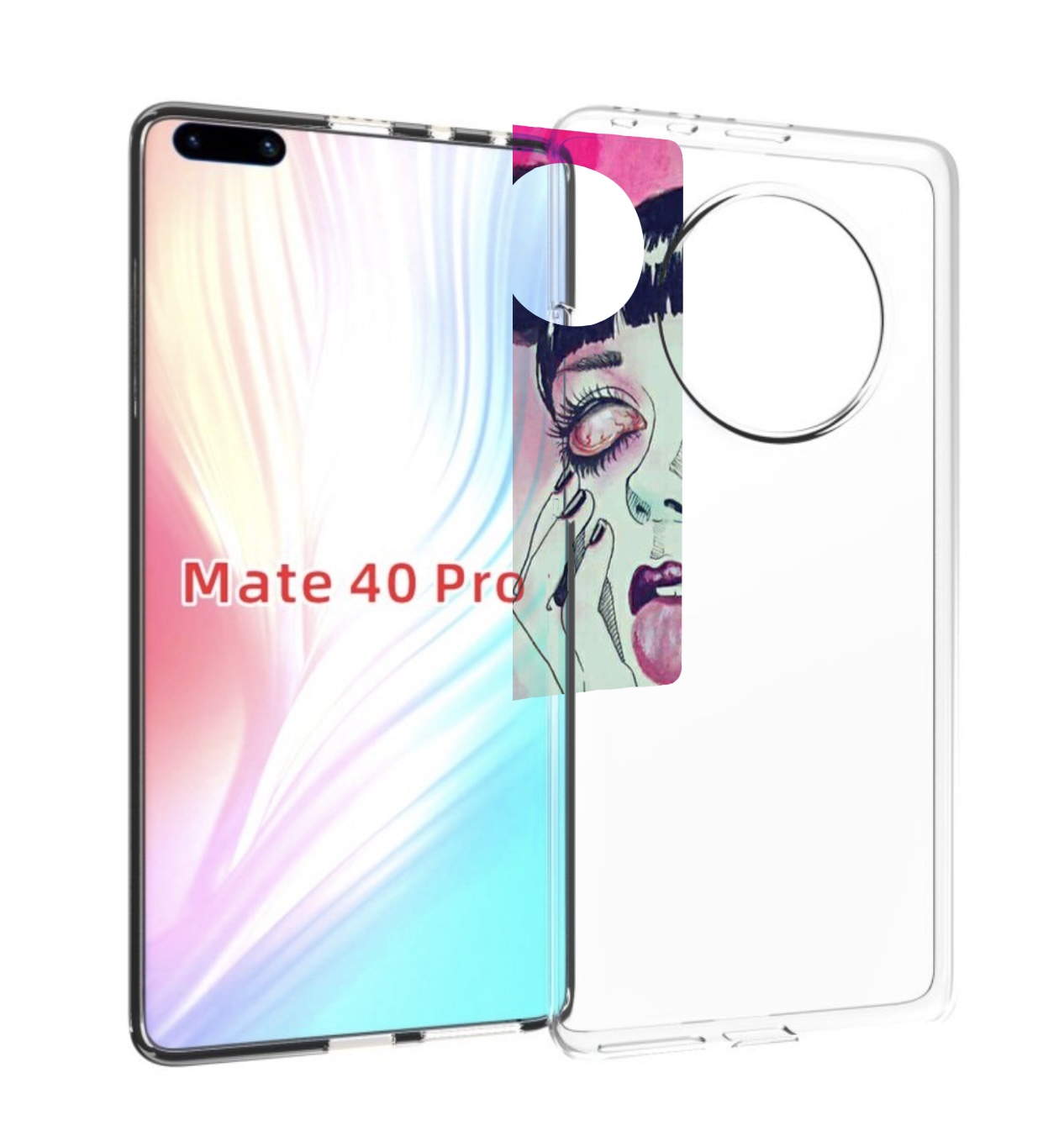 

Чехол MyPads девушка без зрачков для Huawei Mate 40 Pro (NOH-NX9), Прозрачный, Tocco