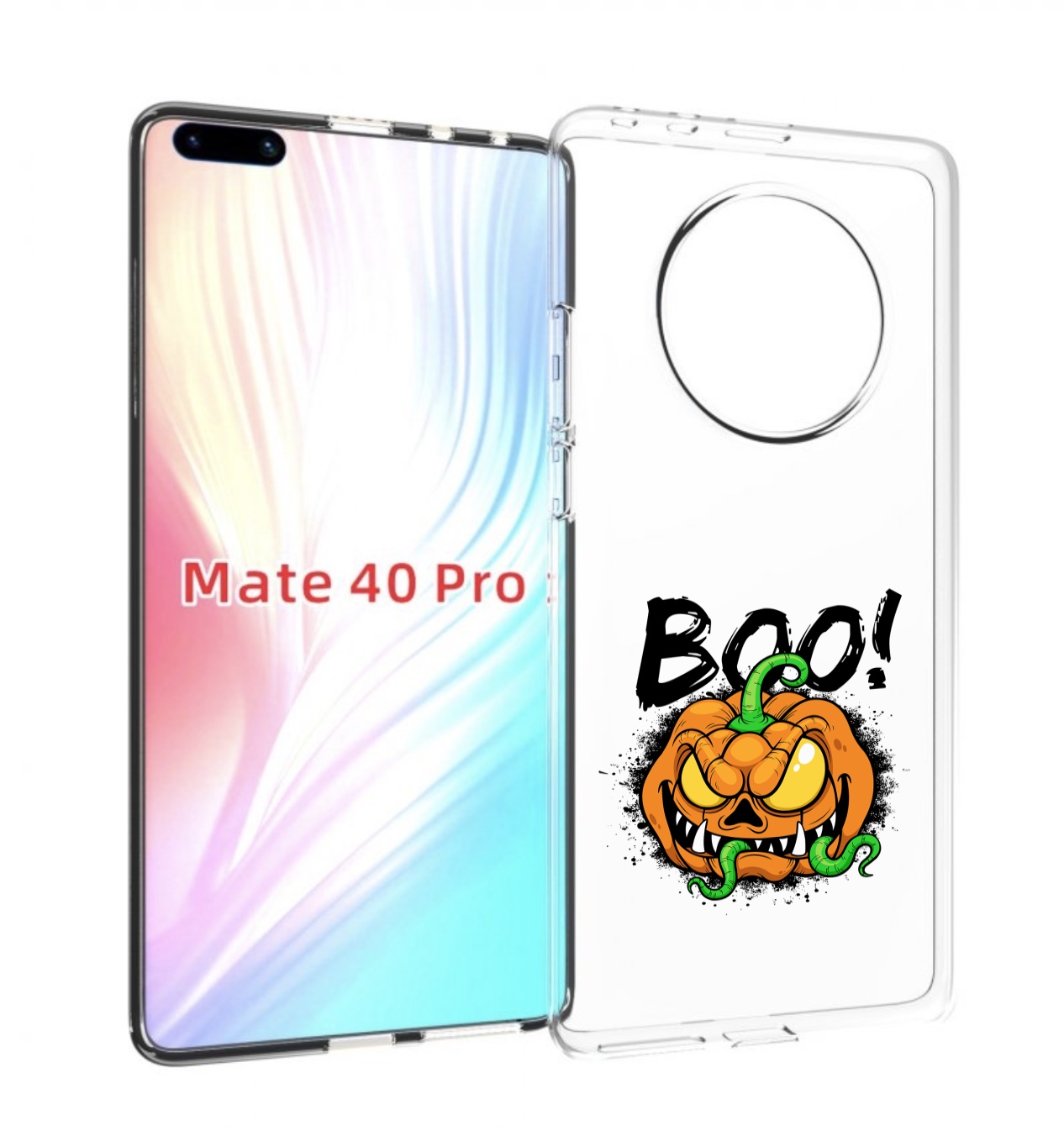 

Чехол MyPads Хэллоуин бу для Huawei Mate 40 Pro (NOH-NX9), Прозрачный, Tocco