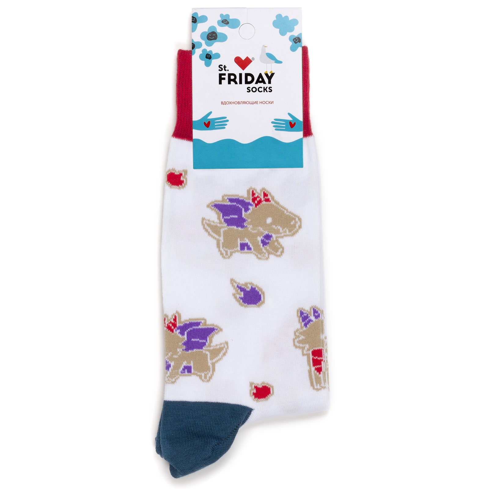 

Носки унисекс St. Friday Socks Дракоша пряник белые, Белый, Дракоша пряник