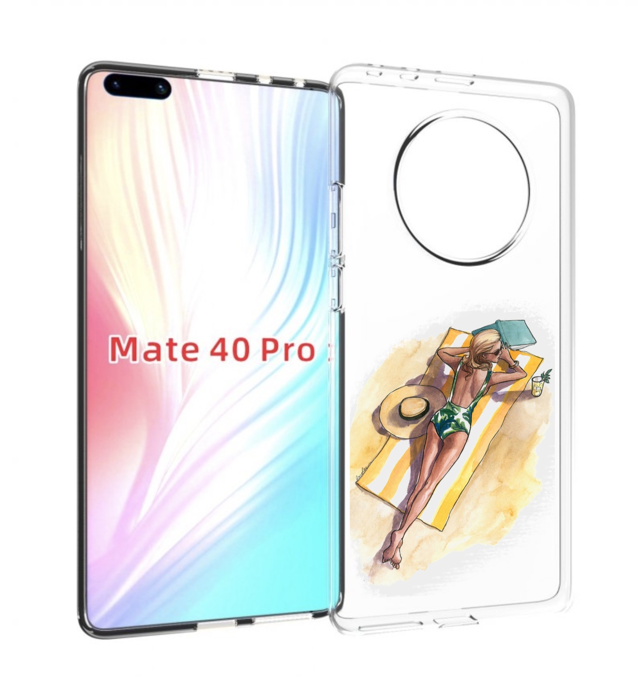 Чехол MyPads девушка на пляже женский для Huawei Mate 40 Pro (NOH-NX9)