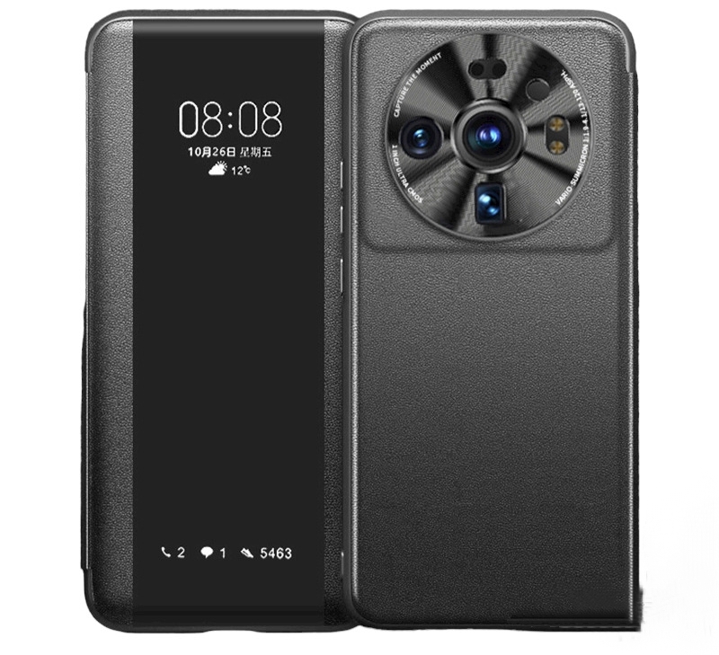 

Чехол-кейс MyPads Caso premium для Xiaomi 12S Ultra с окном для входящих вызовов водоот, Черный, Caso premium