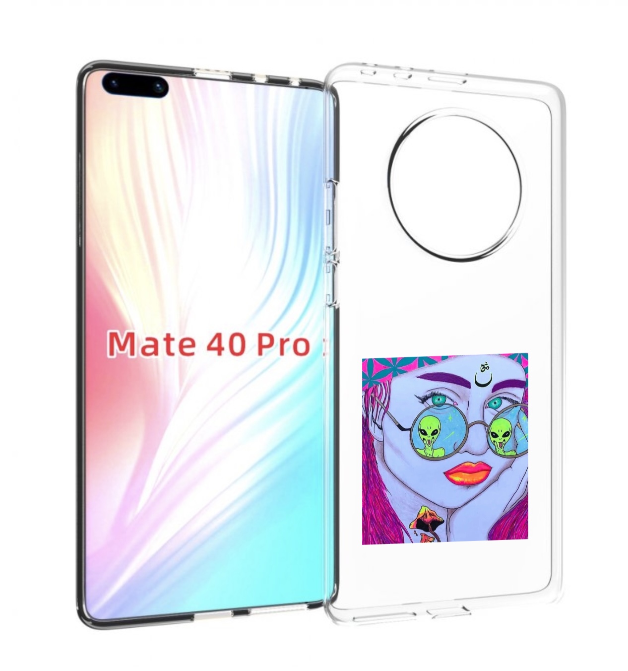 Чехол MyPads девушка с инопланетянами в очках женский для Huawei Mate 40 Pro (NOH-NX9)