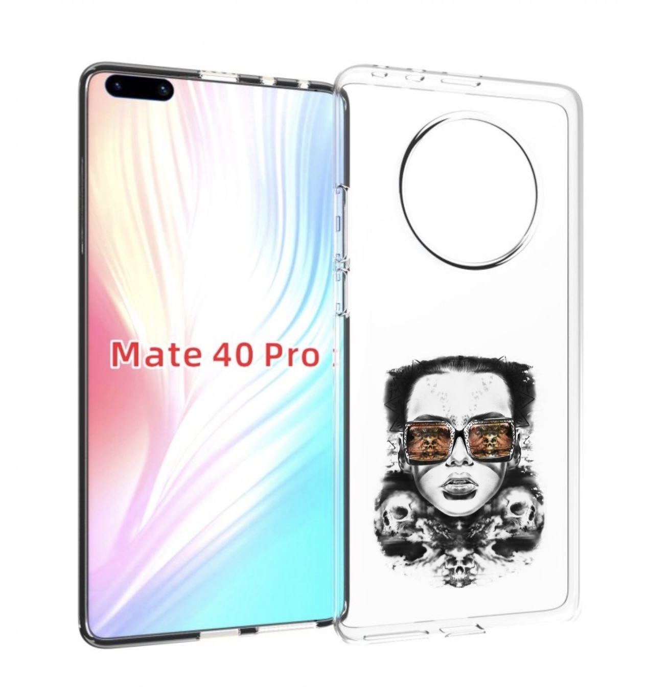 Чехол MyPads девушка с черепами в очках женский для Huawei Mate 40 Pro (NOH-NX9)