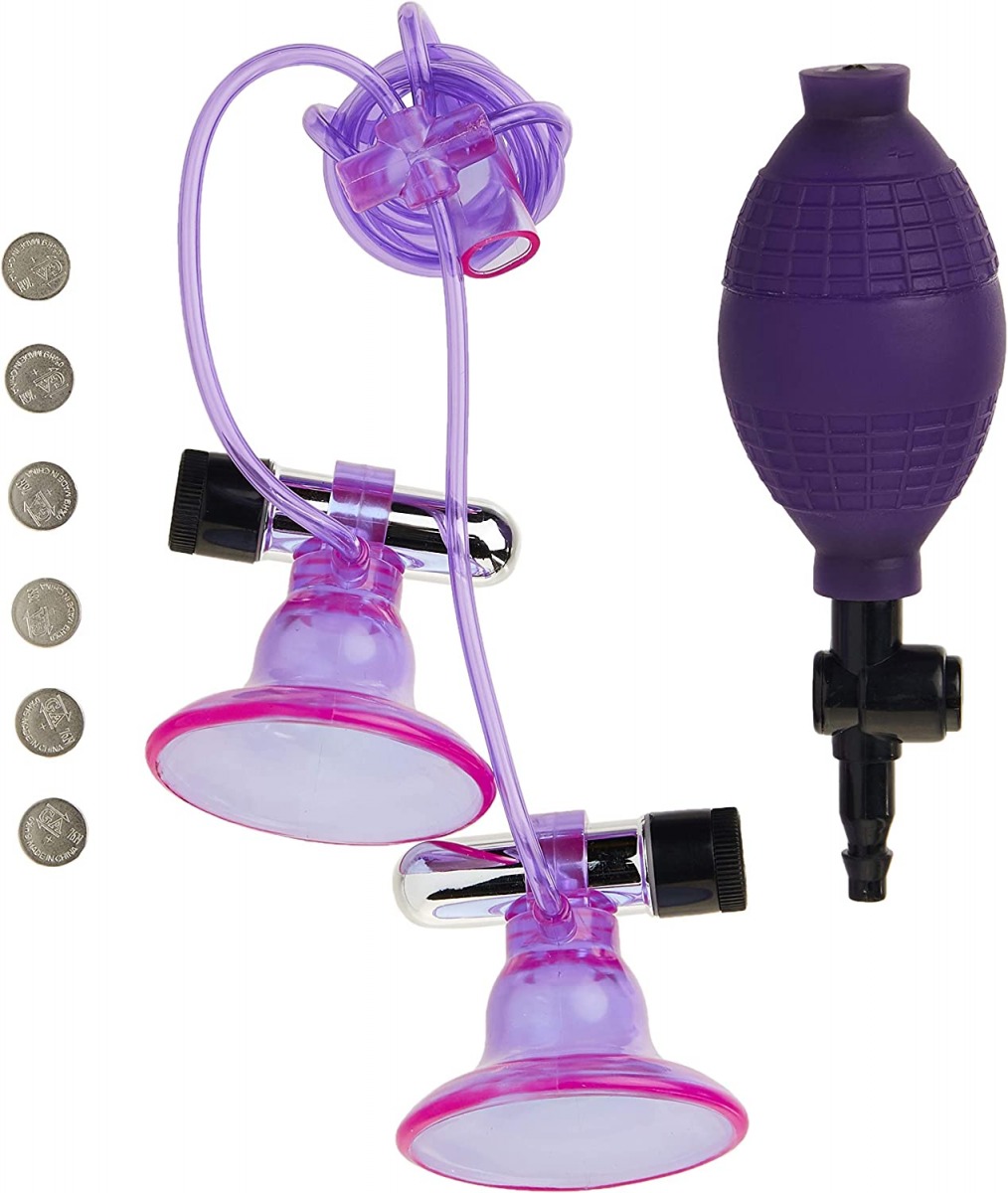 Вибро-помпы Pipedream Vibrating Nipple Pumps на соски, фиолетовые