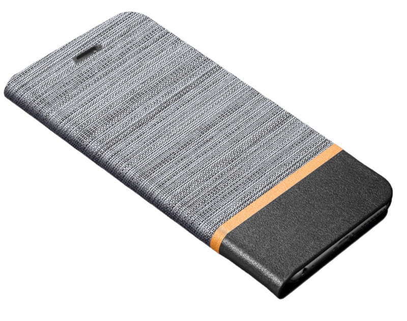 

Чехол-книжка MyPads Con Striscia для Ulefone Armor X5 из импортной ткани серый с золото, Con Striscia