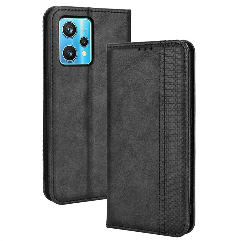 

Чехол-книжка MyPads из кожи с мульти-подставкой и визитницей для Realme 9 Pro черный, OPPO K10X 5G / Realme 9 Pro