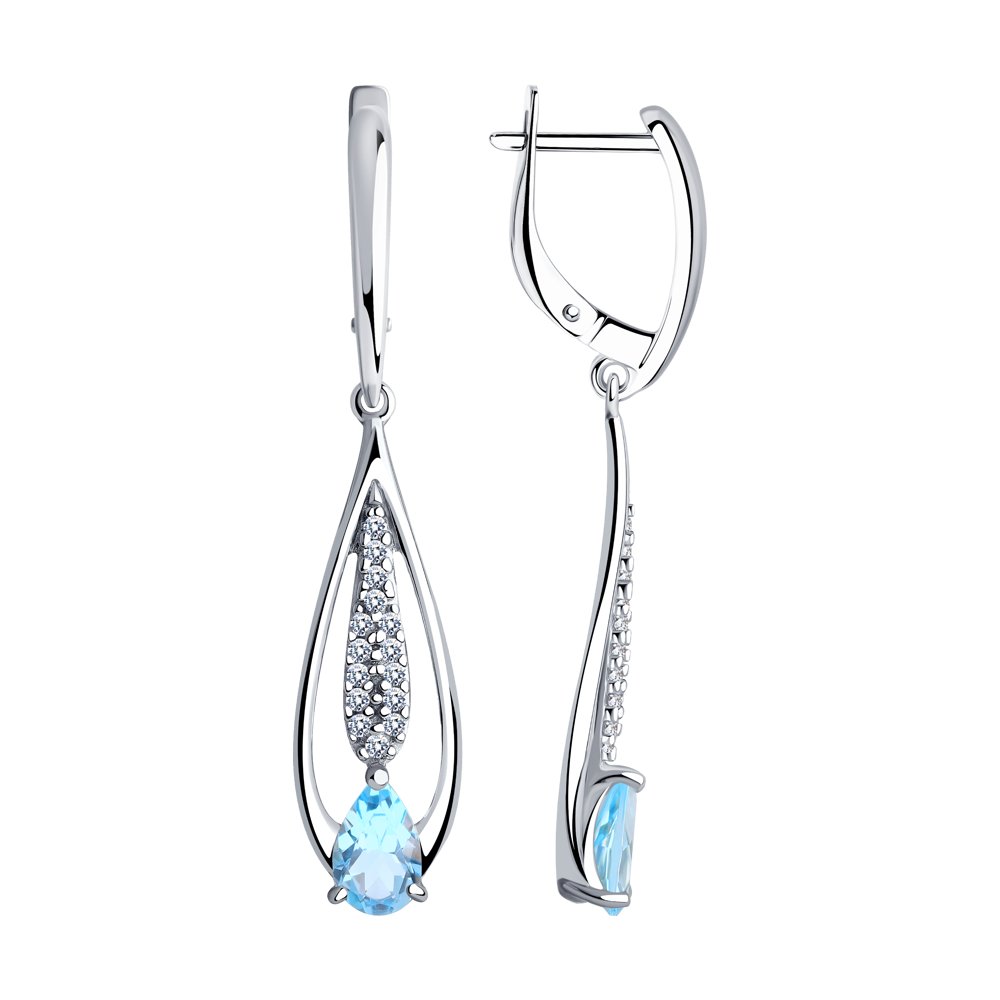 

Серьги женские из серебра Diamant 94-321-00527-1, топаз/фианит, 94-321-00527-1