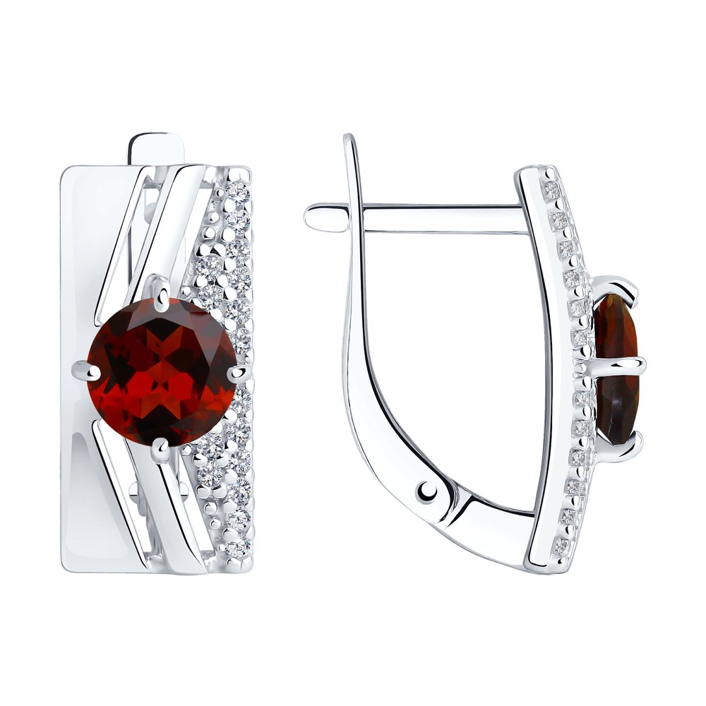 

Серьги женские из серебра Diamant 94-320-00788-1, родолит/фианит, 94-320-00788-1