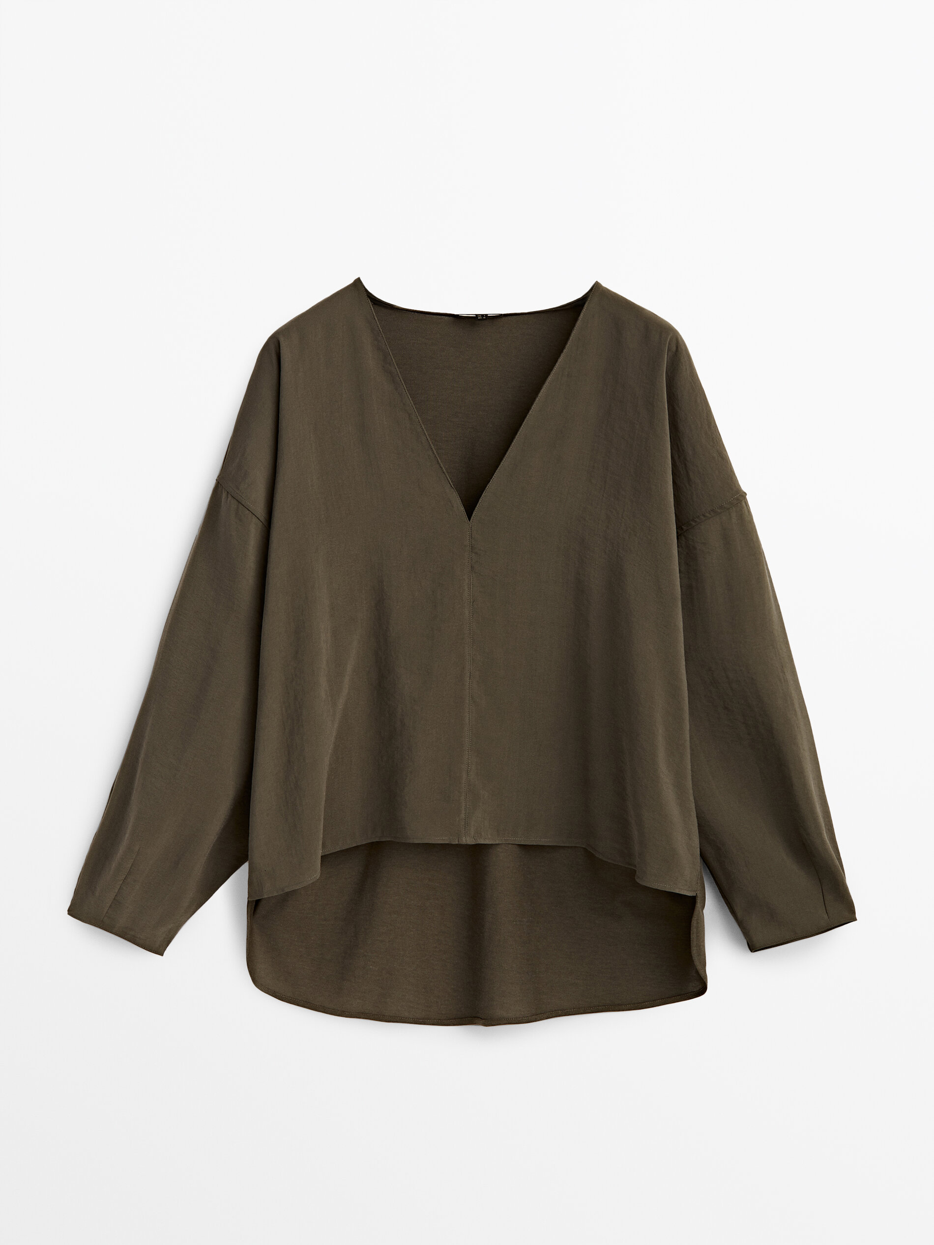 

Блуза женская Massimo Dutti 06869910505 хаки XL, 06869910505