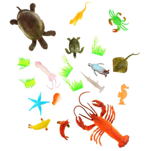 Игрушка пластизоль Играем Вместе Морские животные 12 видов +5 водорослей в пак