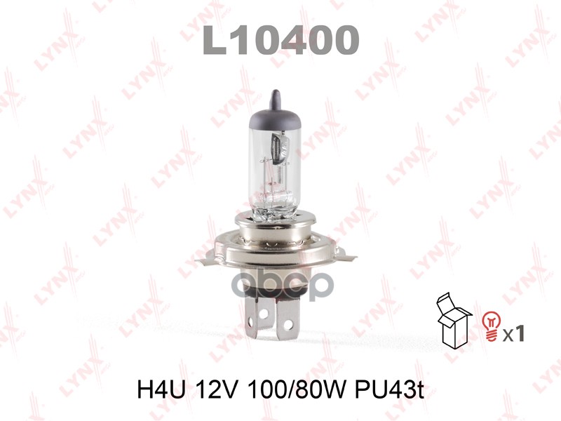 

Лампа Галогеновая H4u 12v 100/80w Pu43t LYNXauto L10400