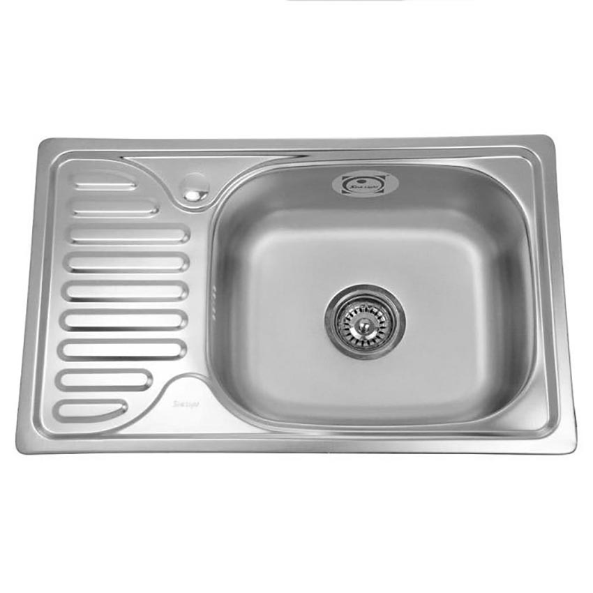 Мойка кухонная SINKLIGHT N 6642 R 0.8/180 1D врезная из нержавеющей стали, декор, правая