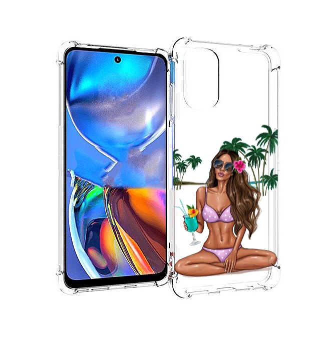 

Чехол MyPads Гавайская-девушка женский для Motorola Moto E32, Прозрачный, Tocco