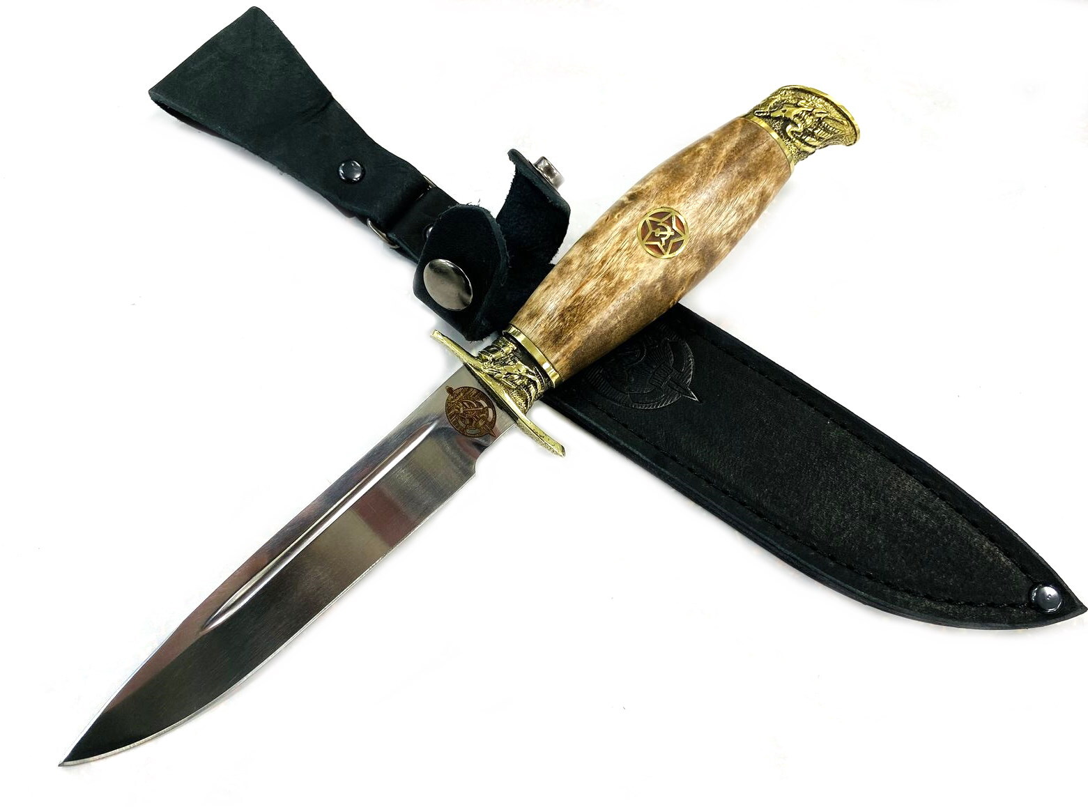 Нож МП, Финка НКВД со звездой 95х18, карельская береза, с литьем