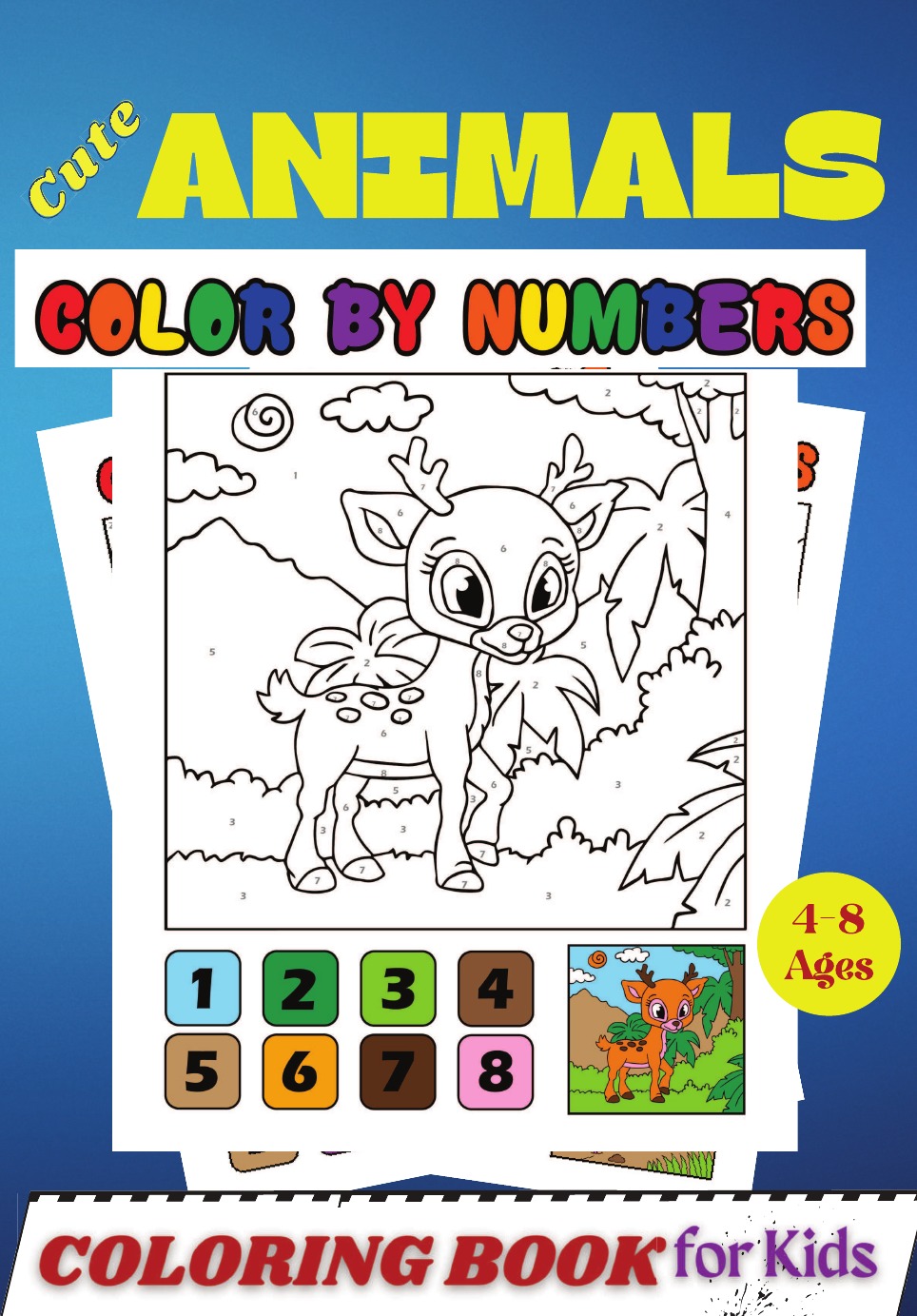 

Cute Animals COLOR BY NUMBERS Coloring Book for Kids Ages 4-8