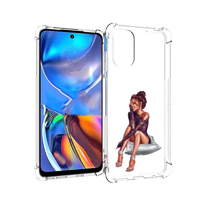 

Чехол MyPads Девушка-на-подушке женский для Motorola Moto E32, Прозрачный, Tocco