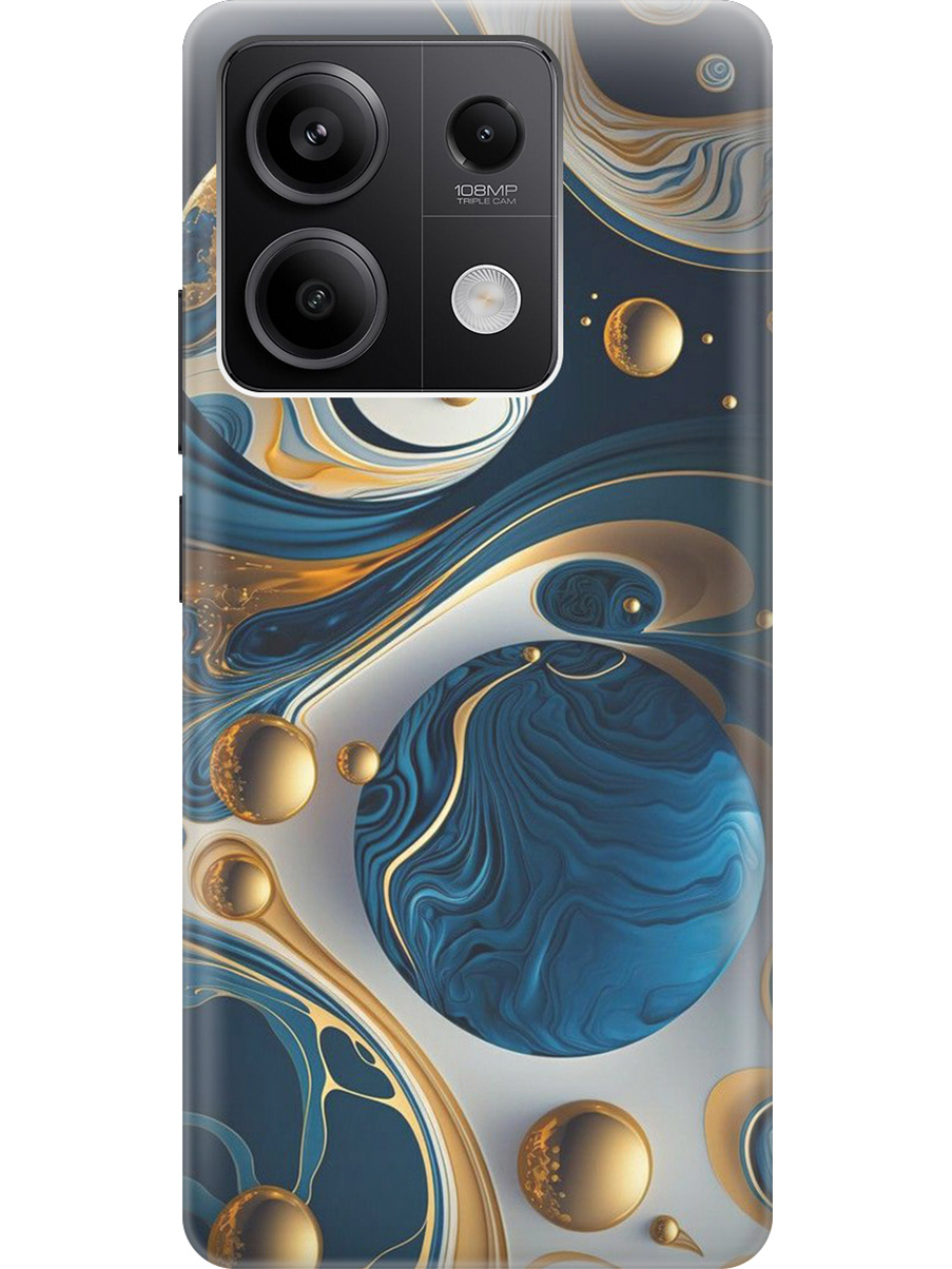 

Силиконовый чехол на Xiaomi Redmi Note 13 5g с рисунком "Сине-золотые фигуры", Желтый;синий, 20012076