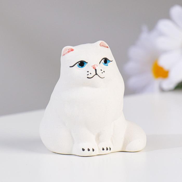

Сувенир Кошка сидячая, 6х6 см, Белый
