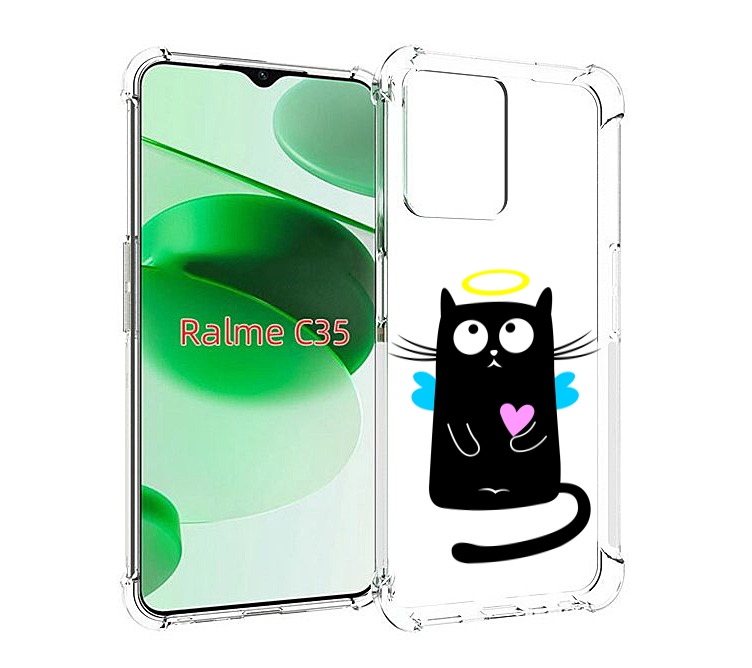 

Чехол MyPads Кот ангелок для Realme C35 / Narzo 50A Prime, Прозрачный, Tocco